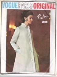 2029 VOGUE PATOU 1968 TWO PIECE CONTRAST DRESS, COAT LENGTHS PATTERN   SIZE 16 38" BUST